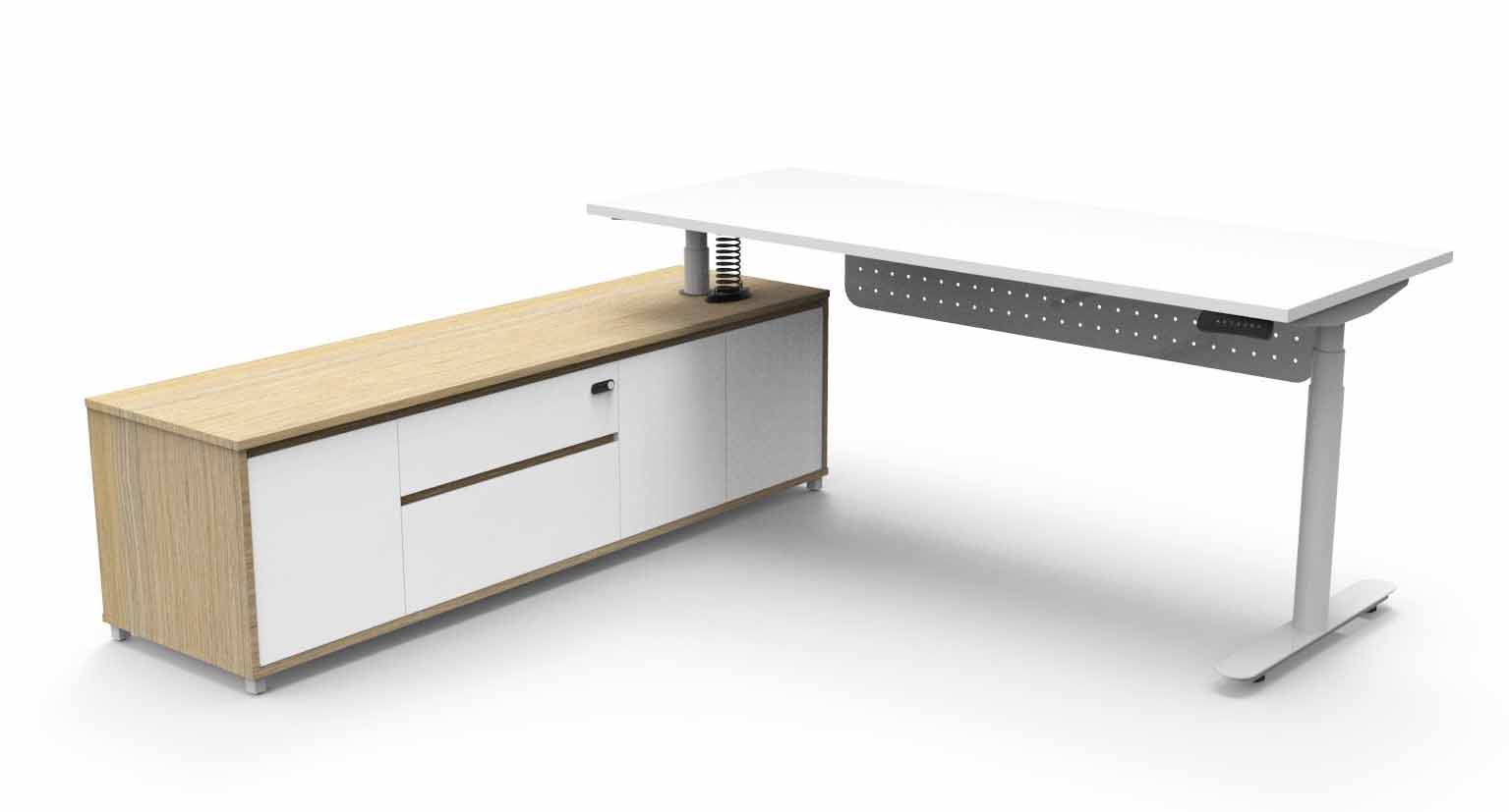 Halo+ Height Adjustable Executive Desk - with Modesty